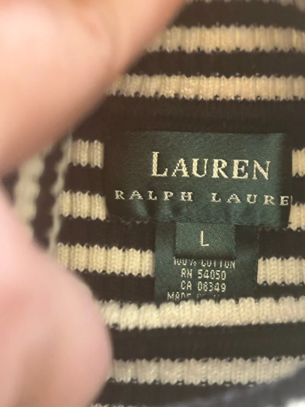 Ralph Lauren Preppy Black & White Striped Chunky Knit Turtleneck Sweater Ribbed - Picture 6 of 10